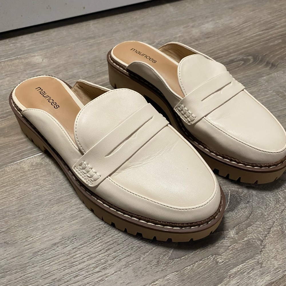 Maurices Cream Platform Penny Mules